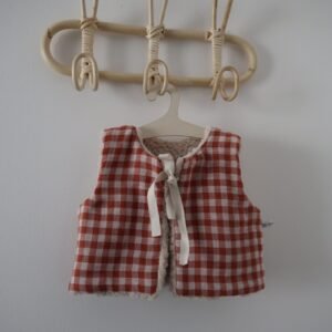 Gilet de berger vichy brique