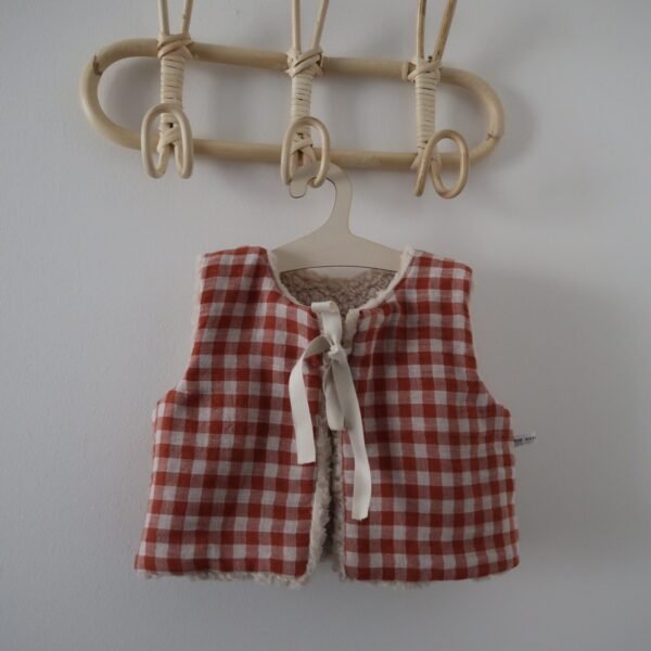 Gilet de berger vichy brique