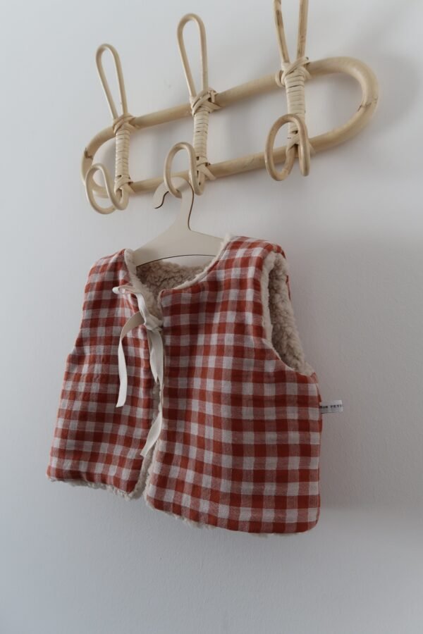 Gilet de berger vichy brique
