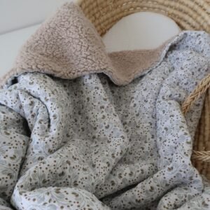 Couverture fleurie et sherpa écru